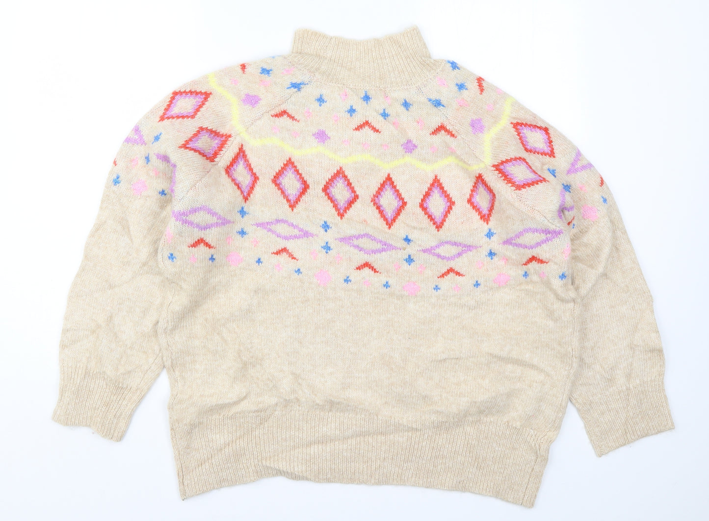 Marks and Spencer Womens Beige Fair Isle Knit Pullover Jumper Size M