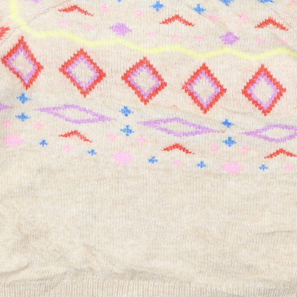 Marks and Spencer Womens Beige Fair Isle Knit Pullover Jumper Size M