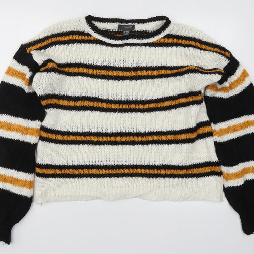 Primark Womens Yellow Striped Knit Pullover Jumper Size 12