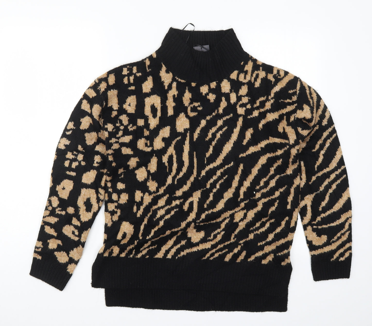 Marks and Spencer Womens Black Animal Print Knit Pullover Jumper Size S  - Brown