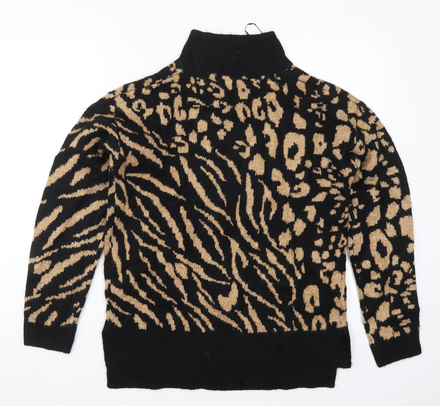 Marks and Spencer Womens Black Animal Print Knit Pullover Jumper Size S  - Brown