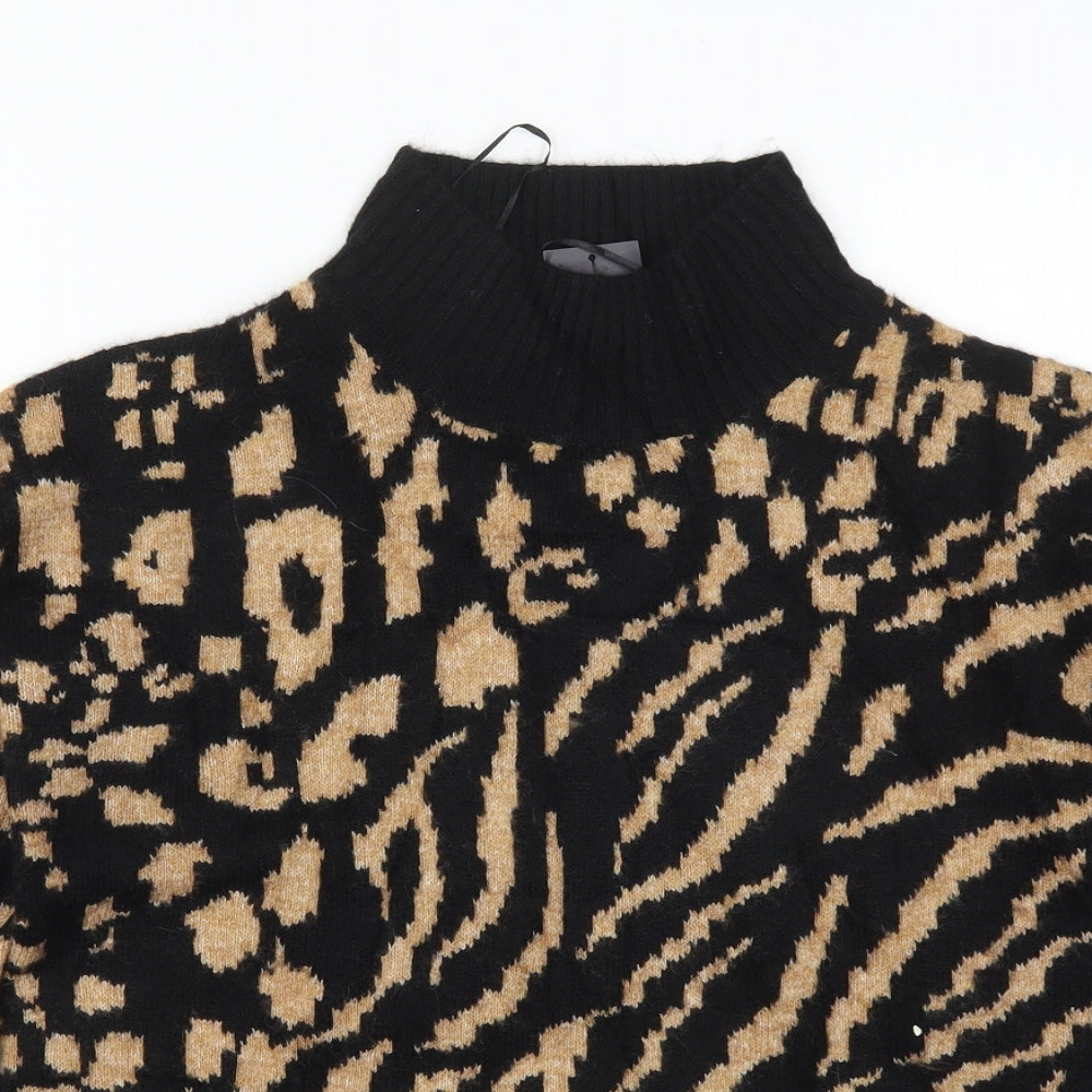 Marks and Spencer Womens Black Animal Print Knit Pullover Jumper Size S  - Brown