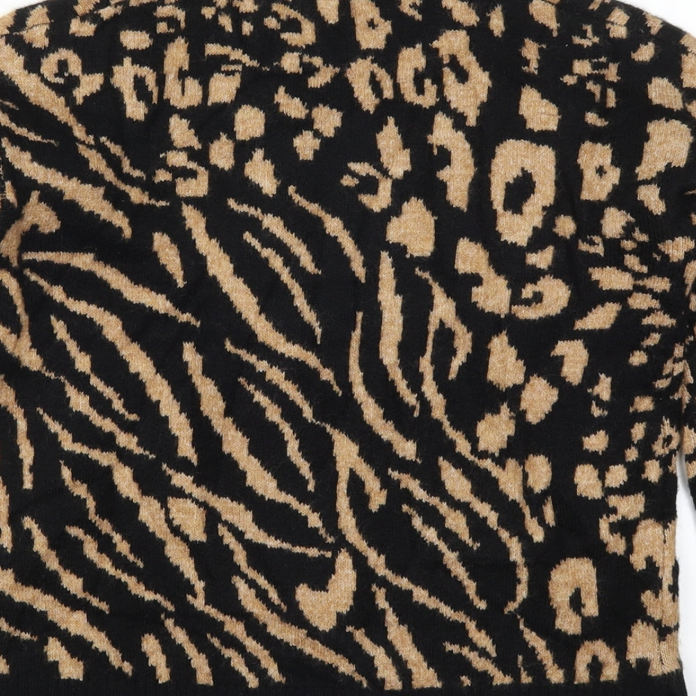 Marks and Spencer Womens Black Animal Print Knit Pullover Jumper Size S  - Brown