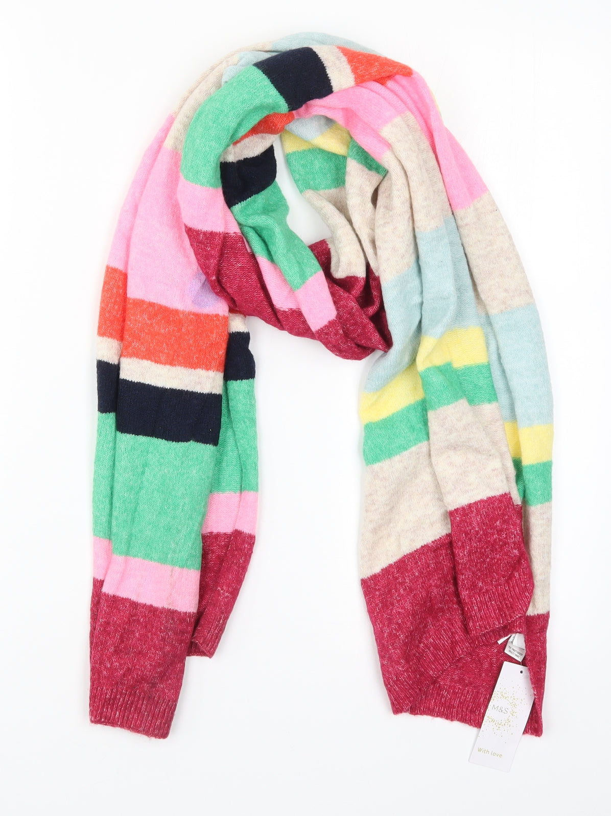 Marks and Spencer Womens Multicoloured Striped Knit  Scarf