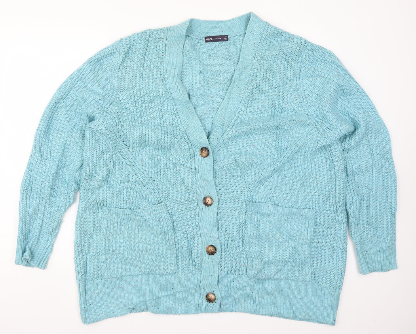 Marks and Spencer Womens Blue  Knit Cardigan Jumper Size XL
