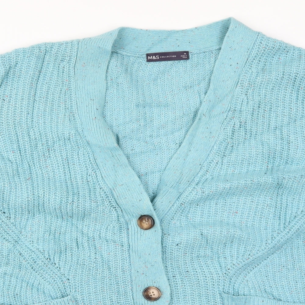 Marks and Spencer Womens Blue  Knit Cardigan Jumper Size XL