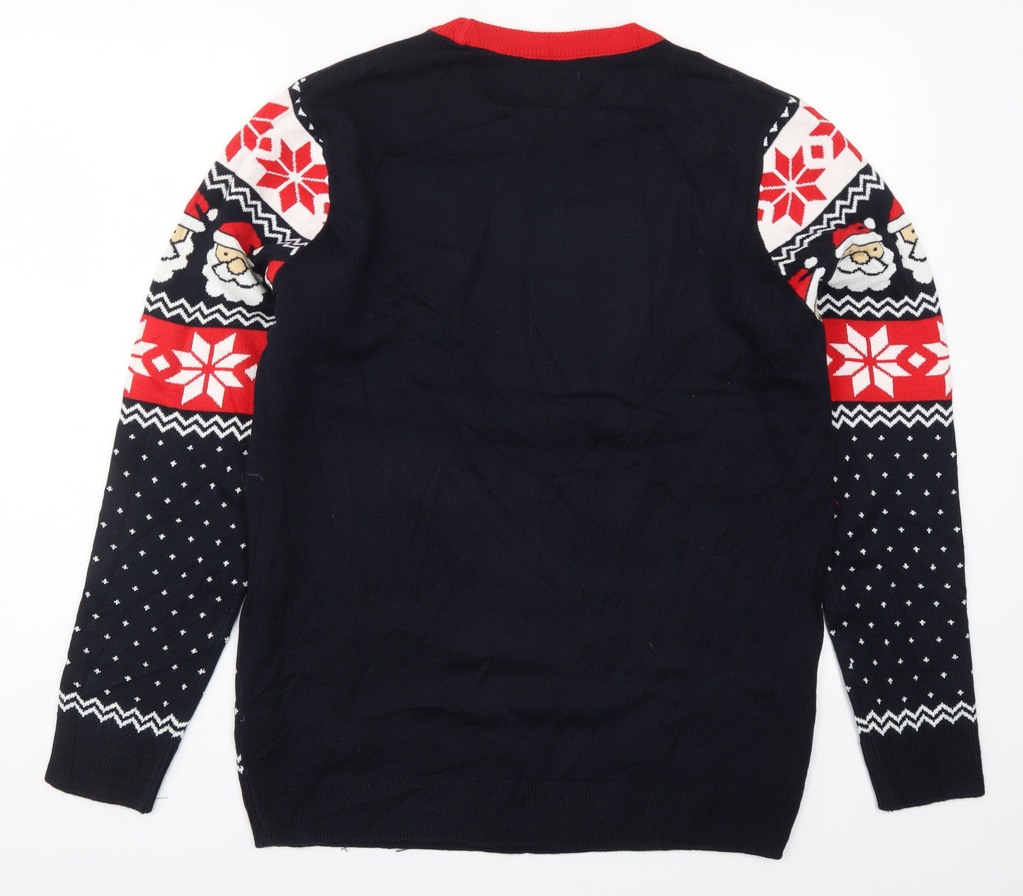 Preworn Mens Blue Fair Isle Knit Pullover Jumper Size L  - Christmas Prints
