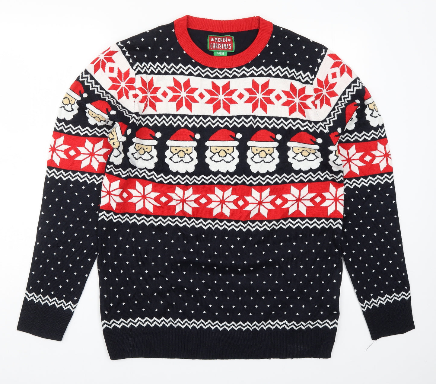 Preworn Mens Blue Fair Isle Knit Pullover Jumper Size L  - Christmas Prints