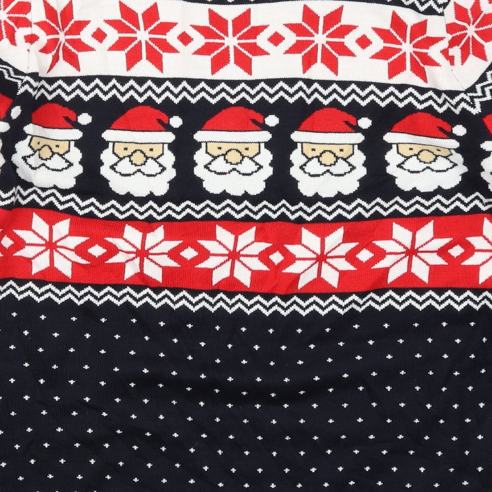 Preworn Mens Blue Fair Isle Knit Pullover Jumper Size L  - Christmas Prints