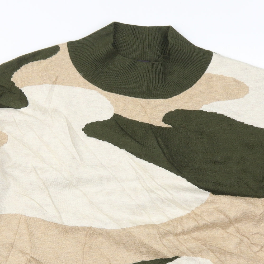 Marks and Spencer Womens Green Camouflage Knit Pullover Jumper Size L  - Beige