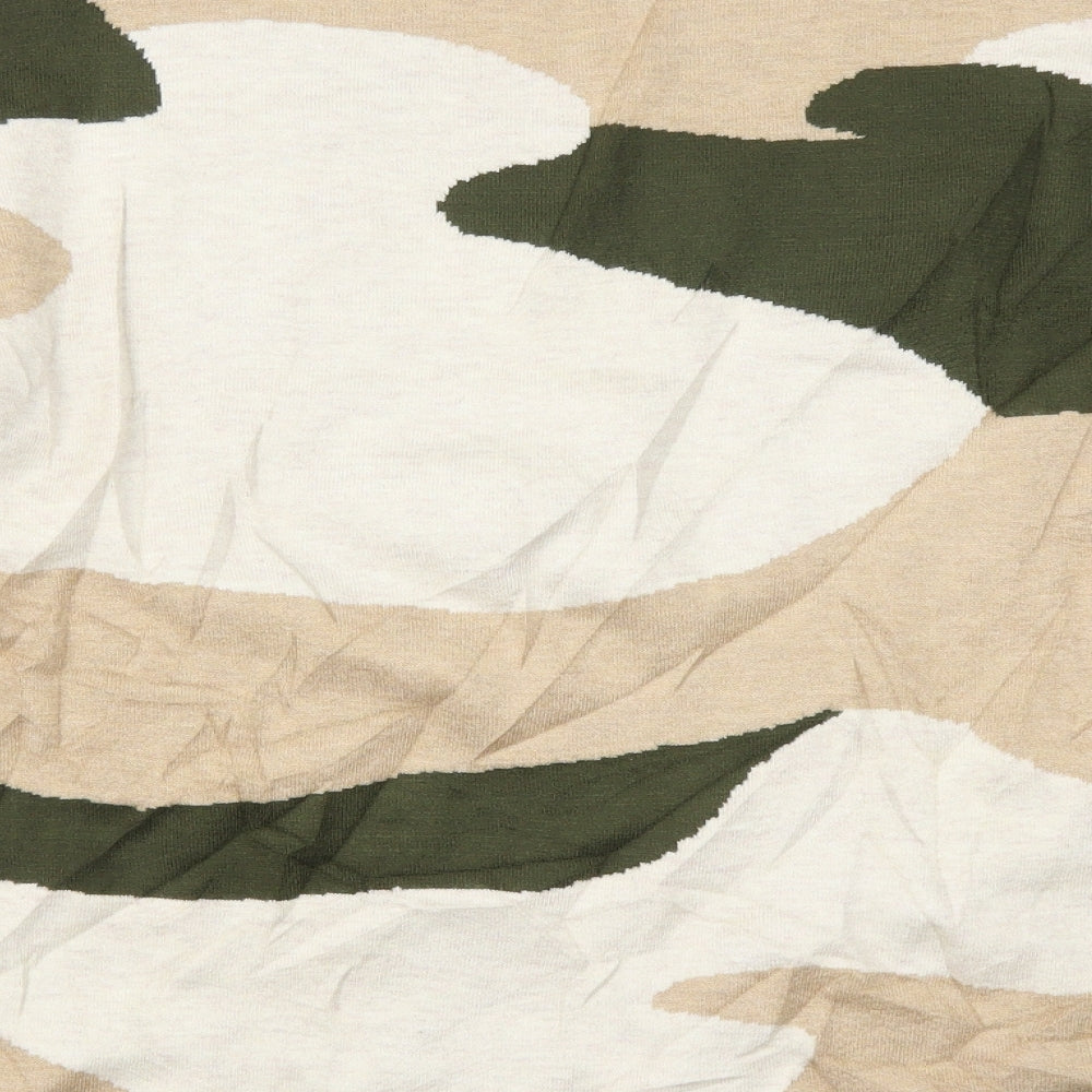 Marks and Spencer Womens Green Camouflage Knit Pullover Jumper Size L  - Beige