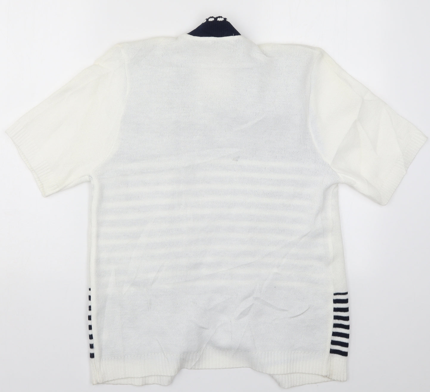 Hand to hand Womens White Striped Knit Cardigan Jumper Size S  - Blue Cardigan and Jumper all in one