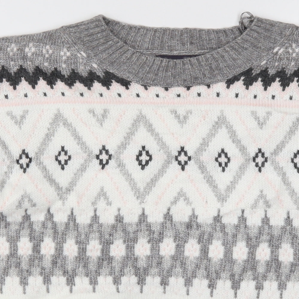 Marks and Spencer Womens White Fair Isle Knit Pullover Jumper Size L
