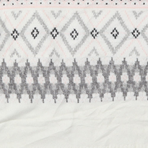 Marks and Spencer Womens White Fair Isle Knit Pullover Jumper Size L
