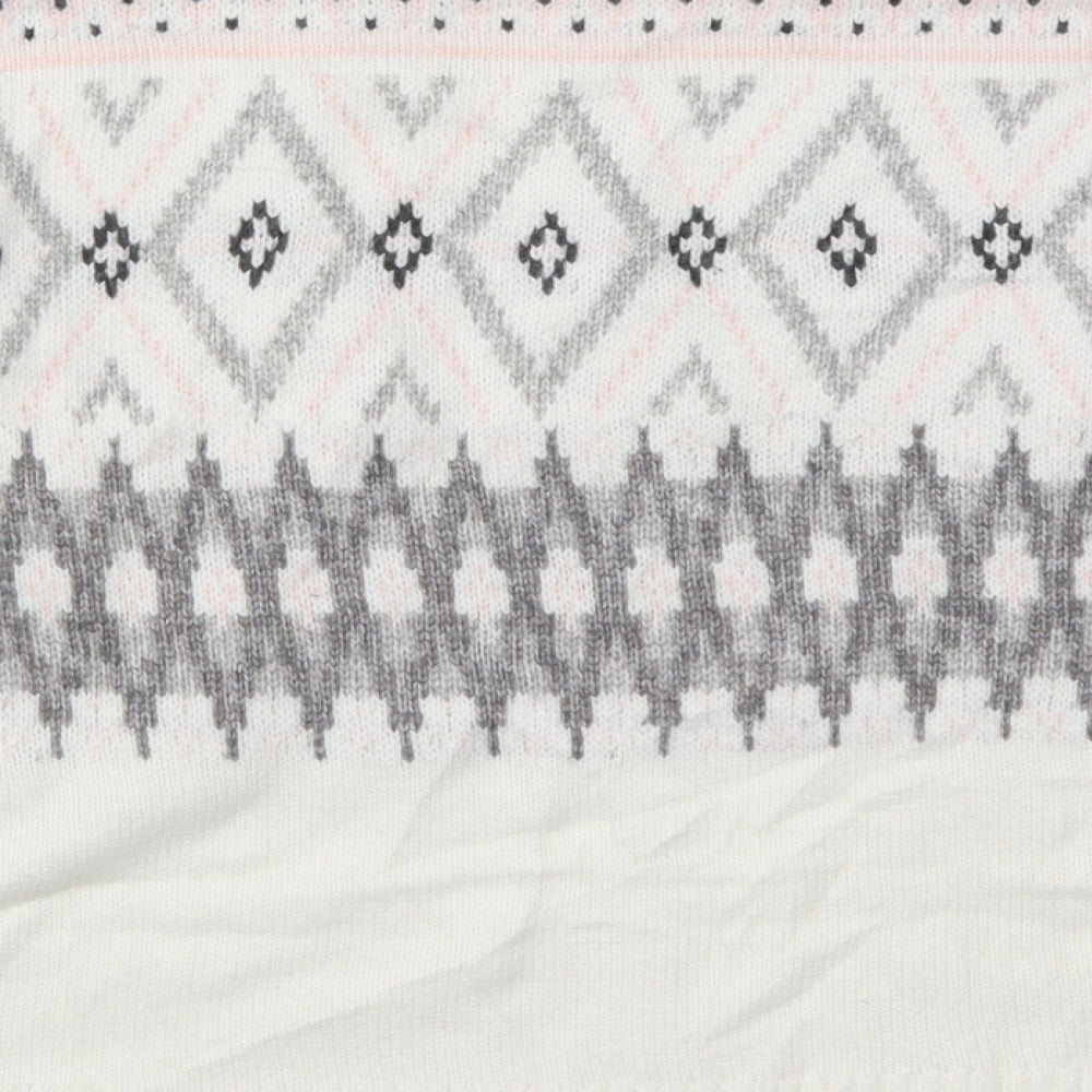 Marks and Spencer Womens White Fair Isle Knit Pullover Jumper Size L