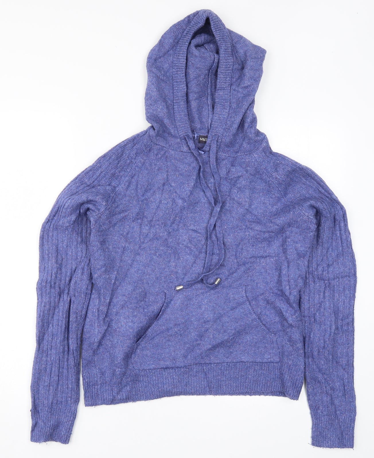 Marks and Spencer Womens Blue  Knit Pullover Hoodie Size XS