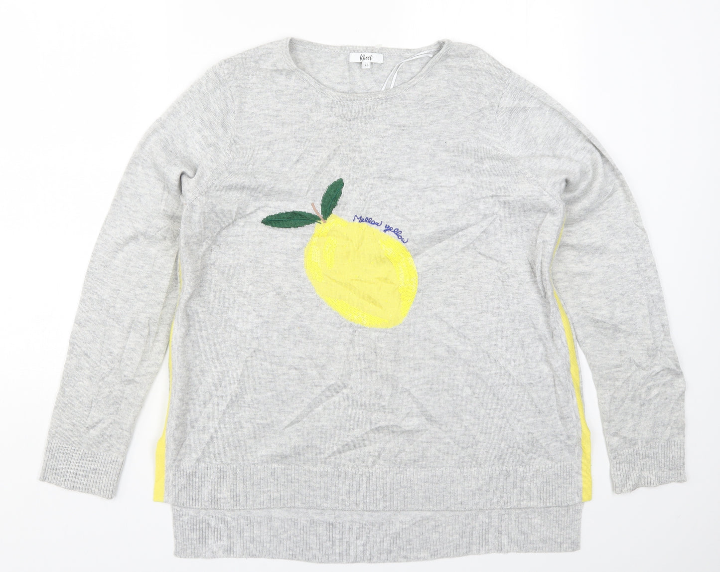 M&Co Womens Grey  Knit Pullover Jumper Size 14  - Mellow Yellow Lemon