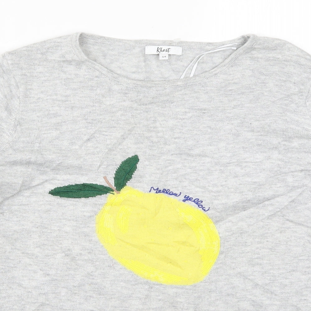 M&Co Womens Grey  Knit Pullover Jumper Size 14  - Mellow Yellow Lemon
