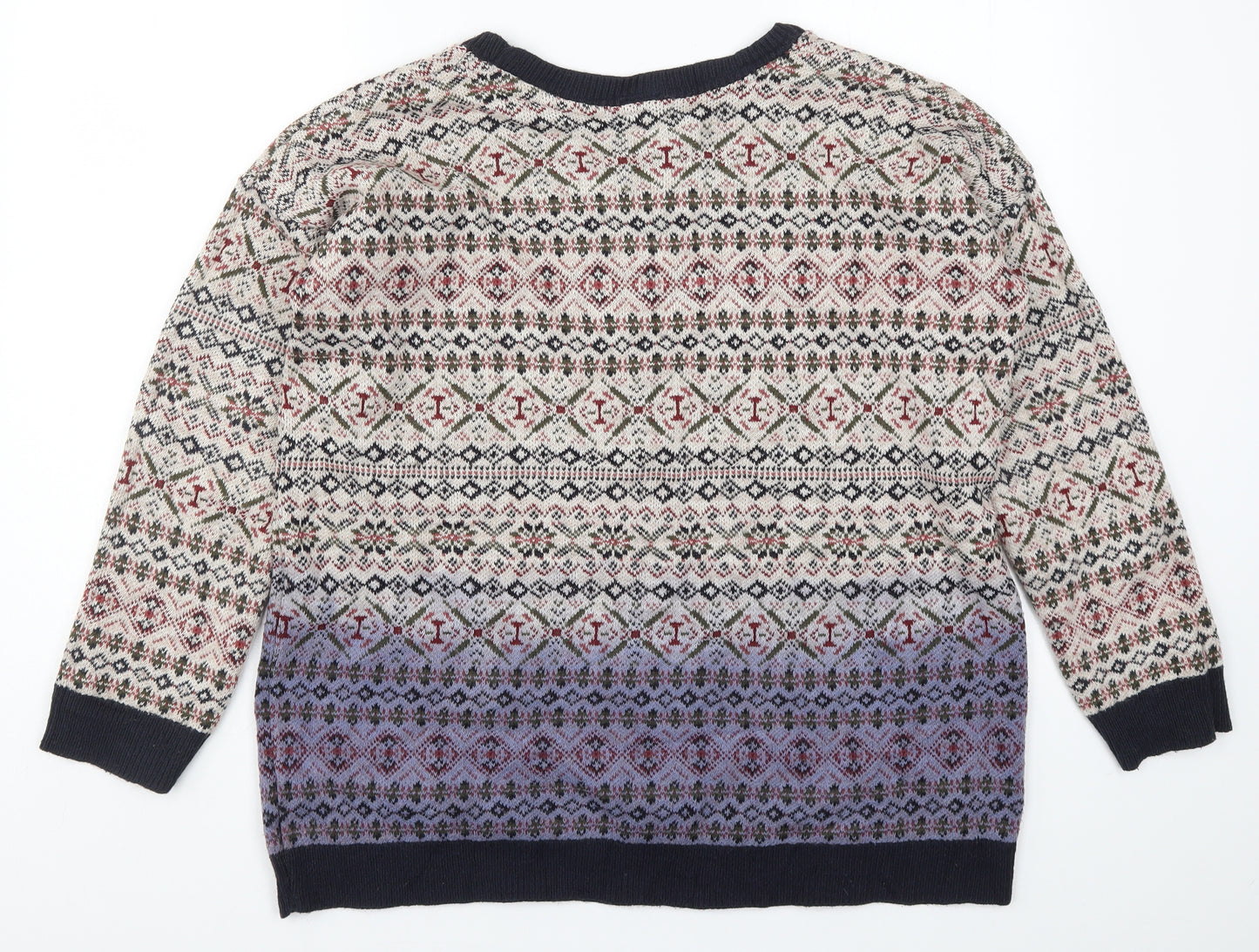 Sparkle & Fade Womens Purple Geometric Knit Pullover Jumper Size L  - Beige