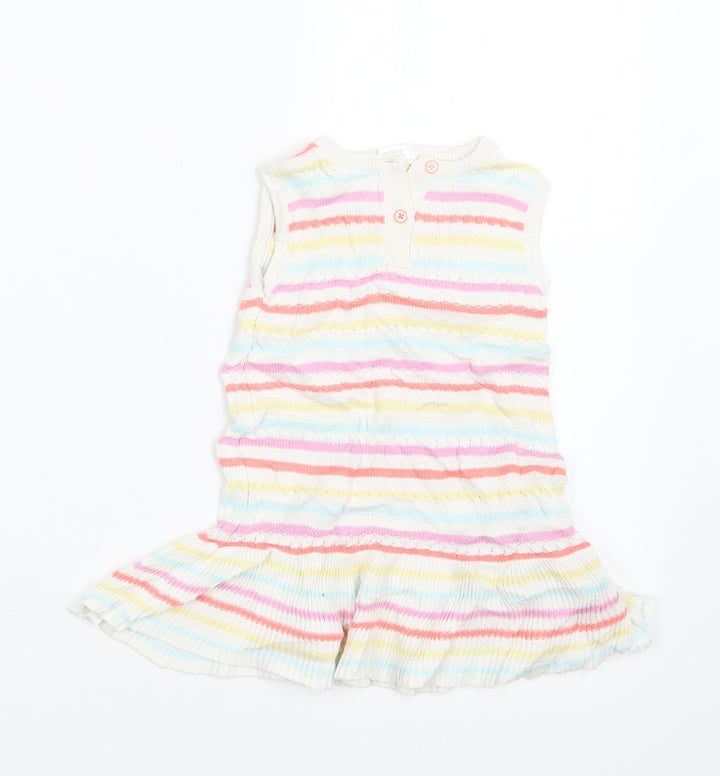 NEXT Girls Purple Striped Knit Jumper Dress Size 9-12 Months