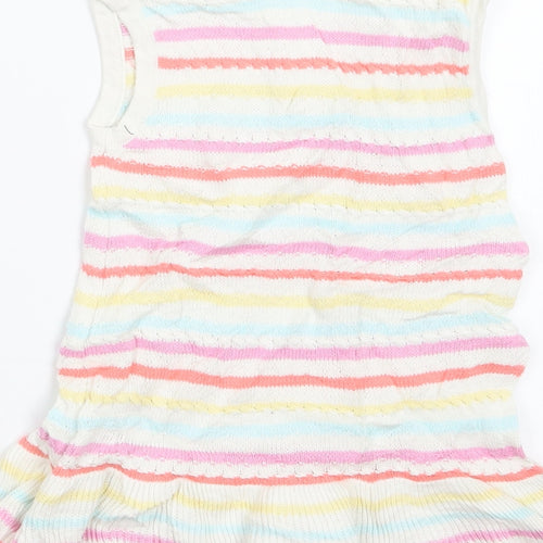 NEXT Girls Purple Striped Knit Jumper Dress  Size 9-12 Months