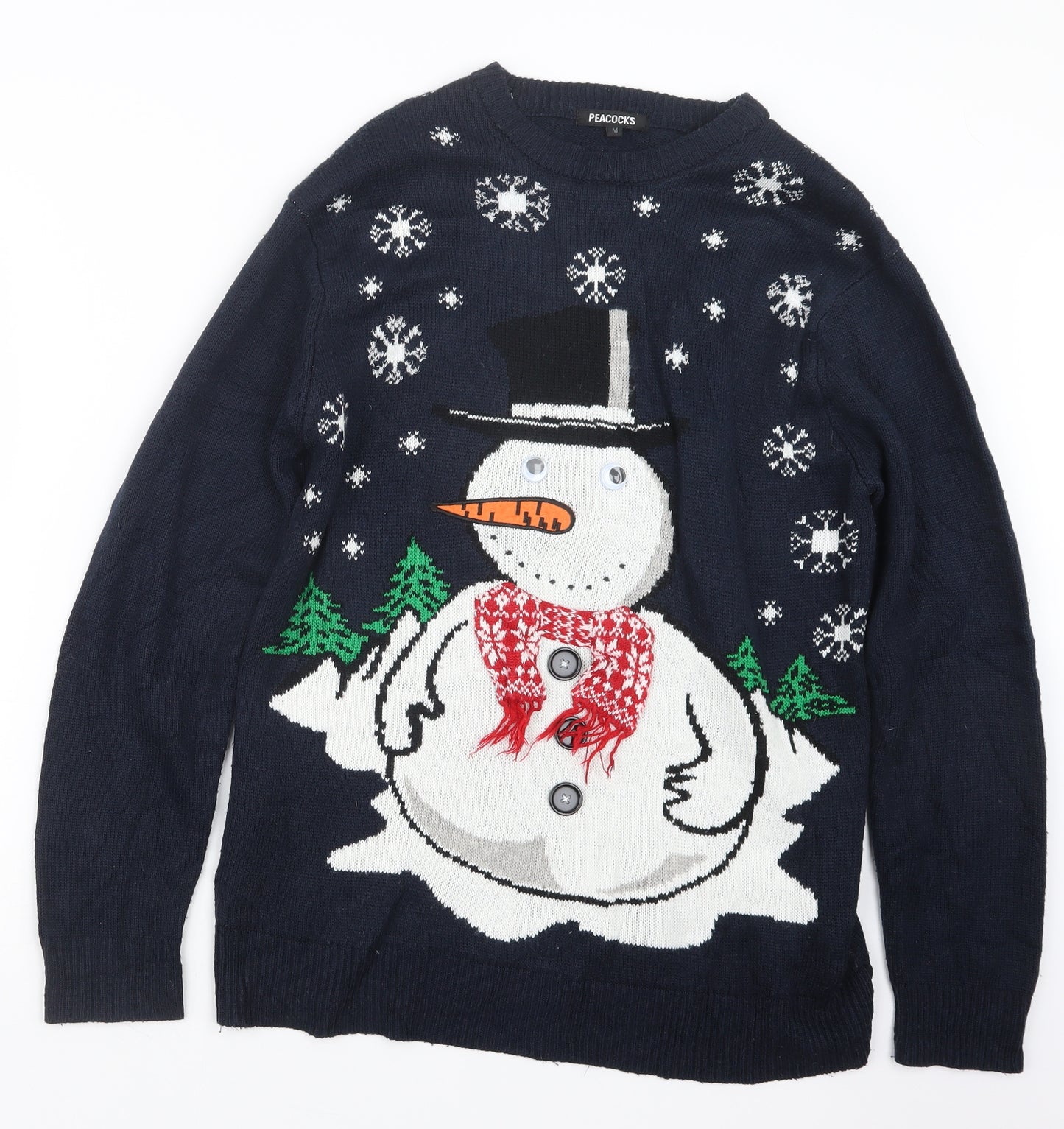 Peacocks Mens Blue  Knit Pullover Jumper Size M  - Christmas