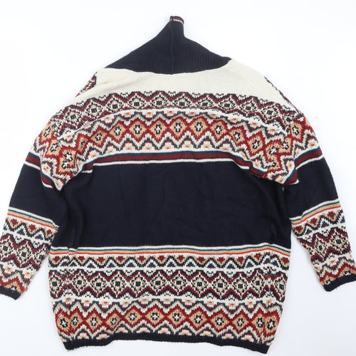BDG Womens Blue Geometric Knit Cardigan Jumper Size S