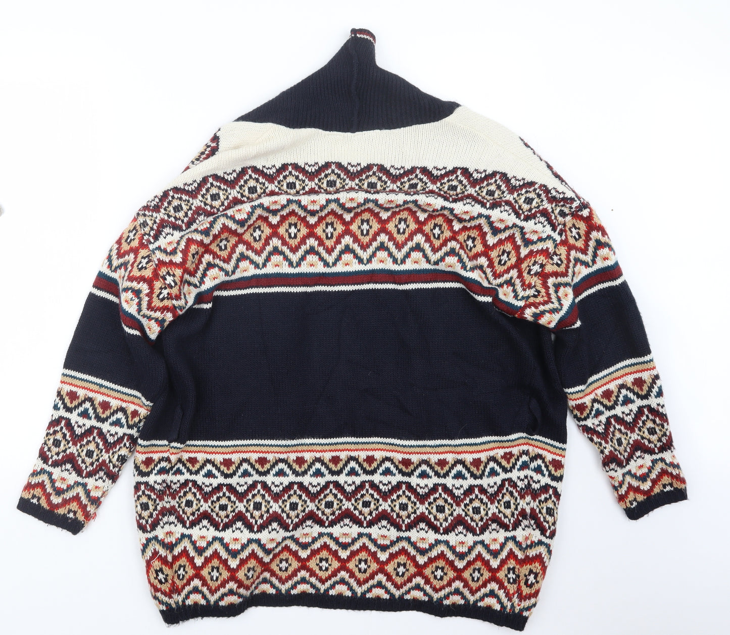 BDG Womens Blue Geometric Knit Cardigan Jumper Size S