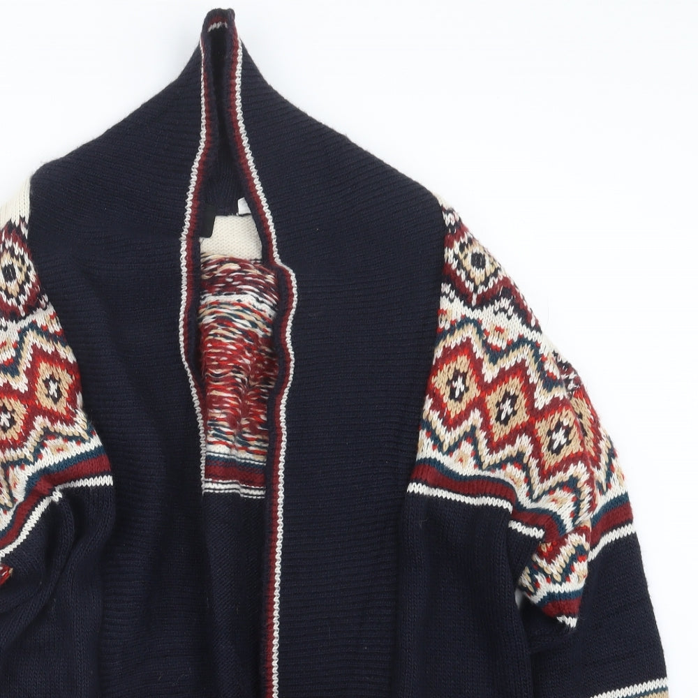 BDG Womens Blue Geometric Knit Cardigan Jumper Size S