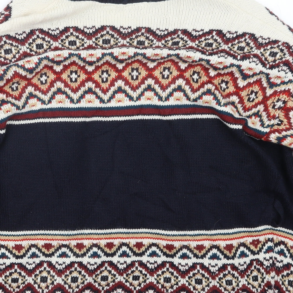 BDG Womens Blue Geometric Knit Cardigan Jumper Size S