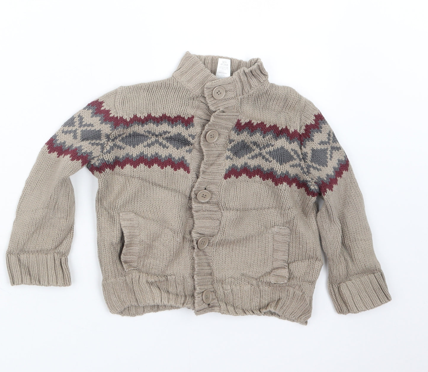 Mini Club Boys Beige  Knit Cardigan Jumper Size 2-3 Years