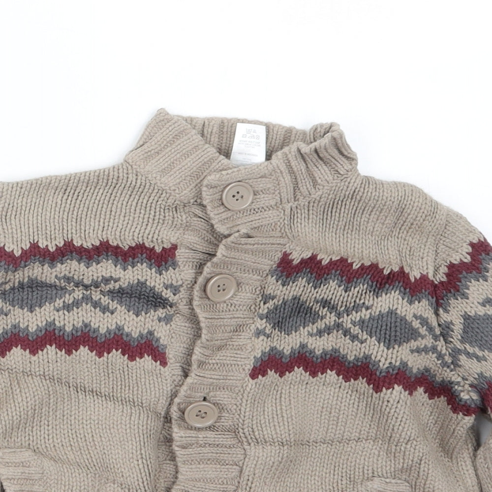 Mini Club Boys Beige  Knit Cardigan Jumper Size 2-3 Years