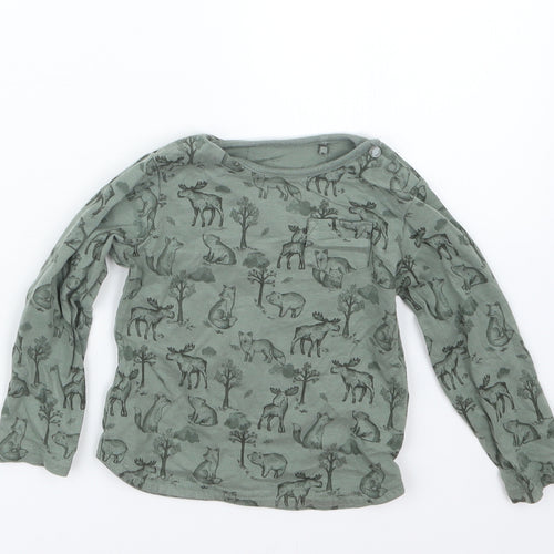 TU Boys Green Geometric  Basic T-Shirt Size 12-18 Months