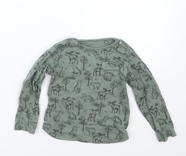 TU Boys Green Geometric Basic T-Shirt Size 12-18 Months
