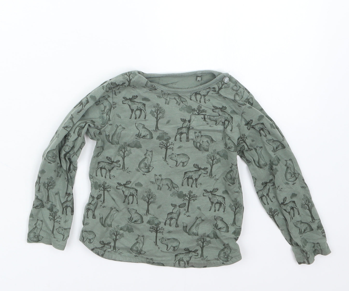 TU Boys Green Geometric  Basic T-Shirt Size 12-18 Months