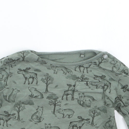 TU Boys Green Geometric  Basic T-Shirt Size 12-18 Months
