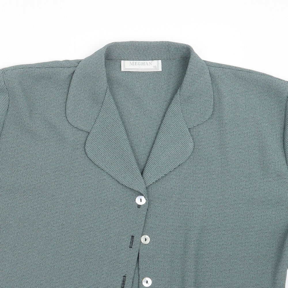 Meghan Womens Green   Basic Button-Up Size 16