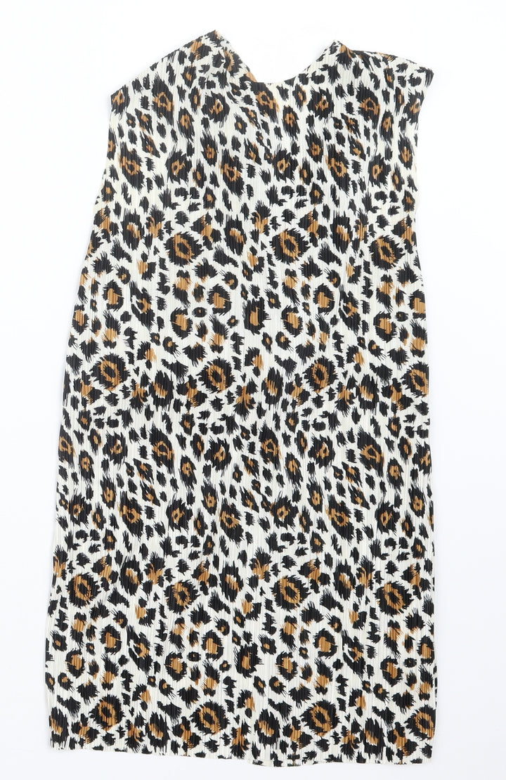 Topshop Womens Black Animal Print Basic T-Shirt Size 8