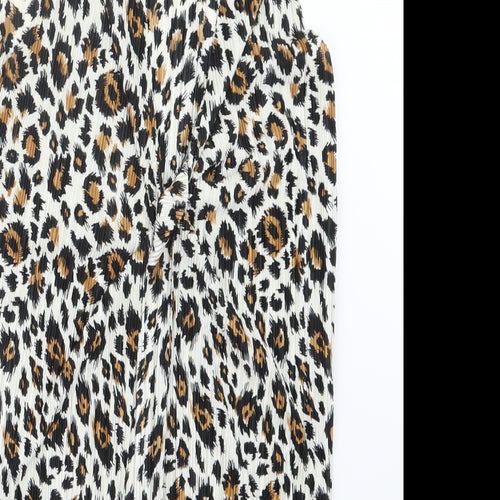 Topshop Womens Black Animal Print  Basic T-Shirt Size 8