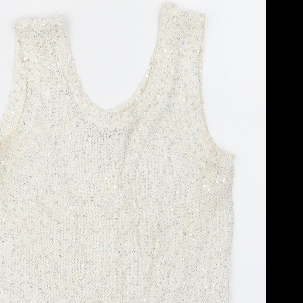 River Island Girls White  Knit Pullover Jumper Size 9-10 Years