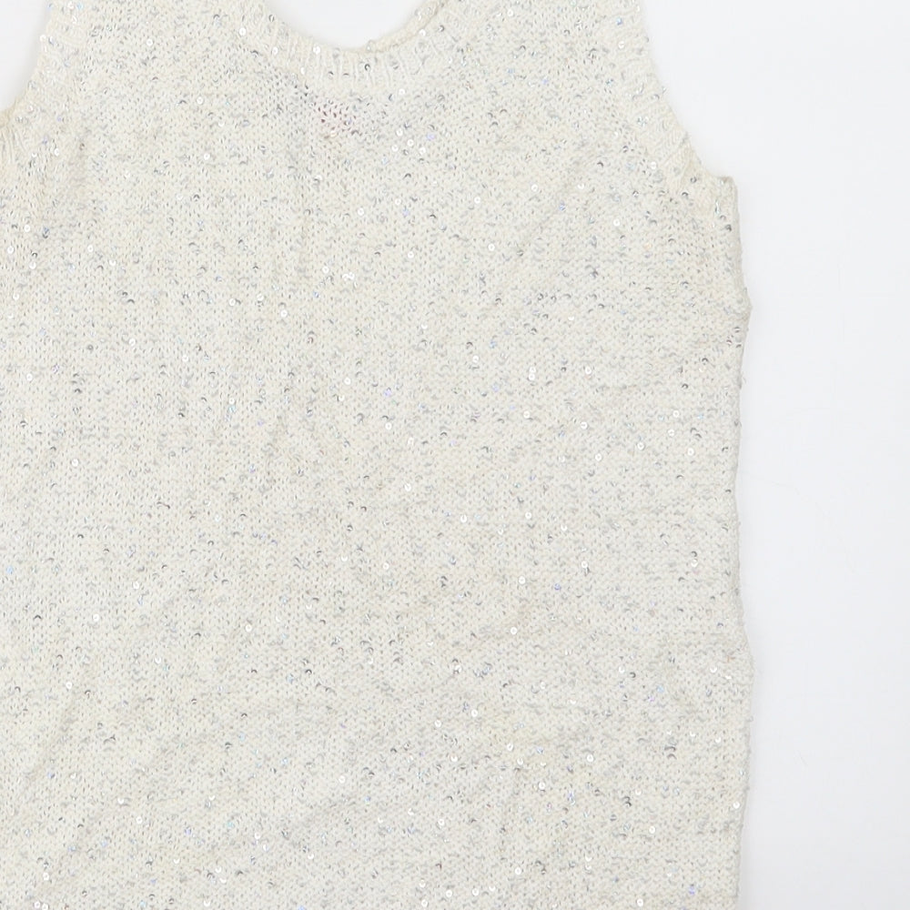River Island Girls White  Knit Pullover Jumper Size 9-10 Years