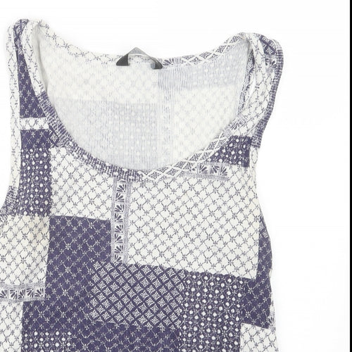 Dorothy Perkins Womens Blue Geometric  Basic Blouse Size 14