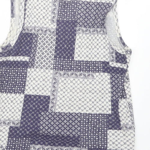 Dorothy Perkins Womens Blue Geometric  Basic Blouse Size 14