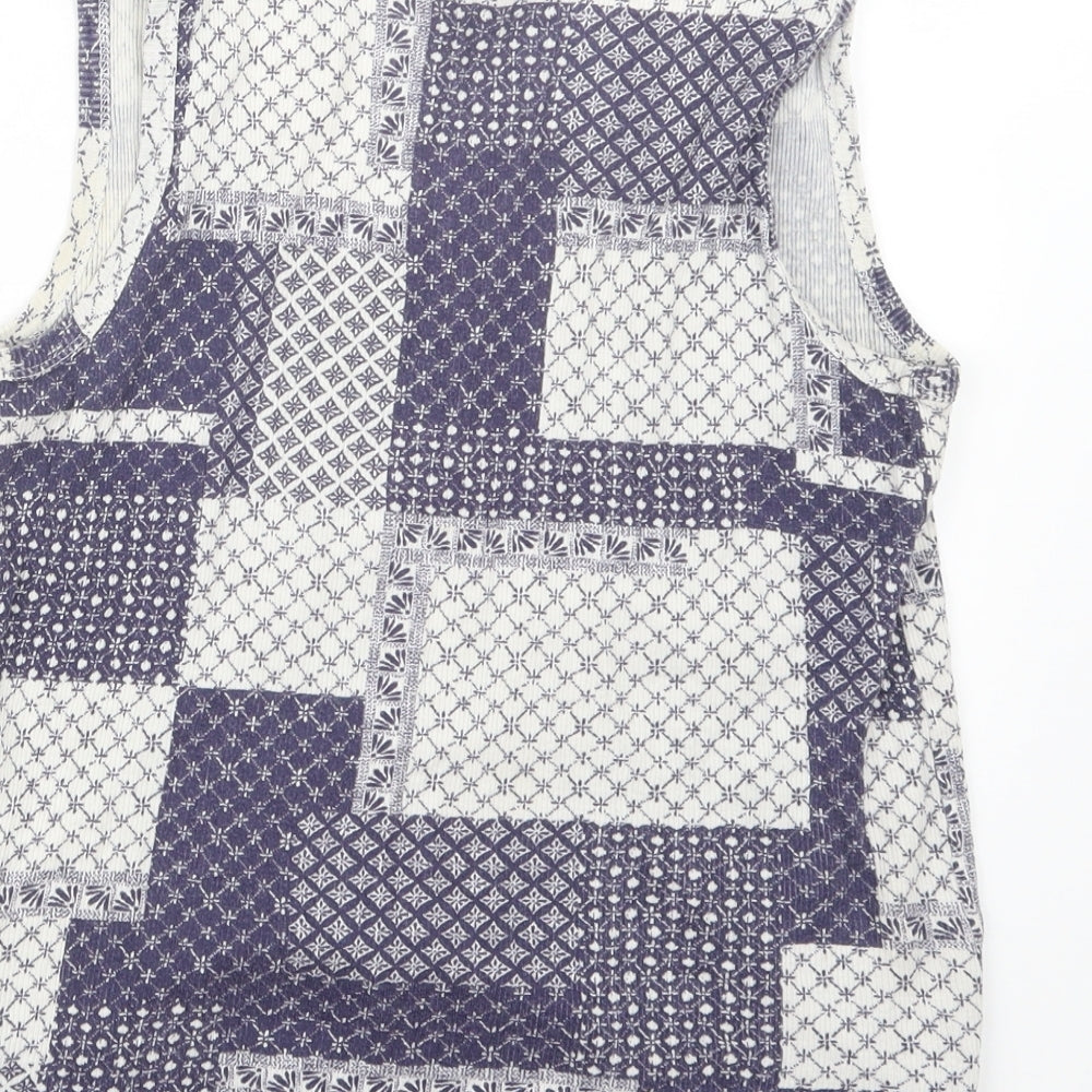 Dorothy Perkins Womens Blue Geometric  Basic Blouse Size 14