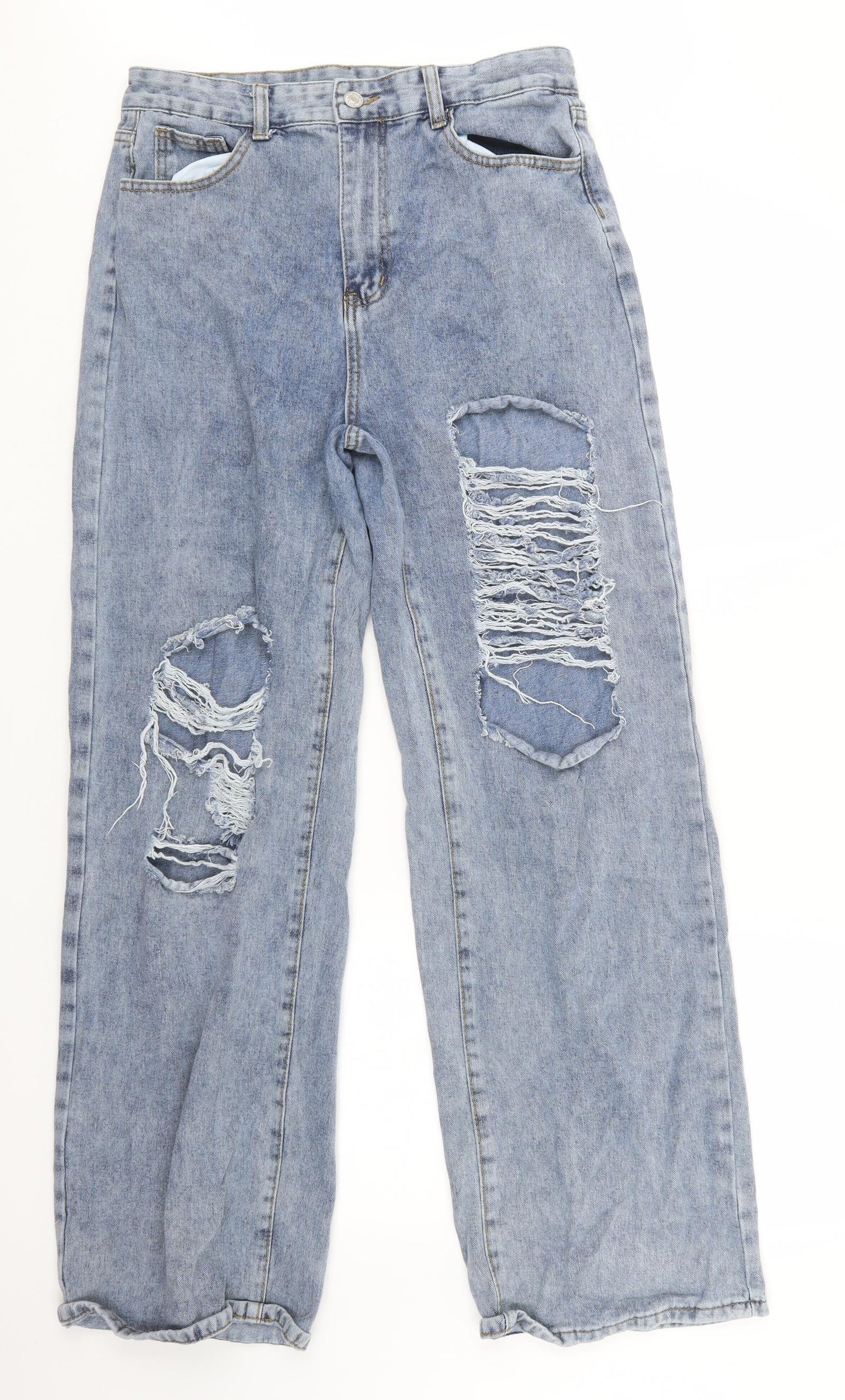 SheIn Womens Blue  Denim Straight Jeans Size L L30 in