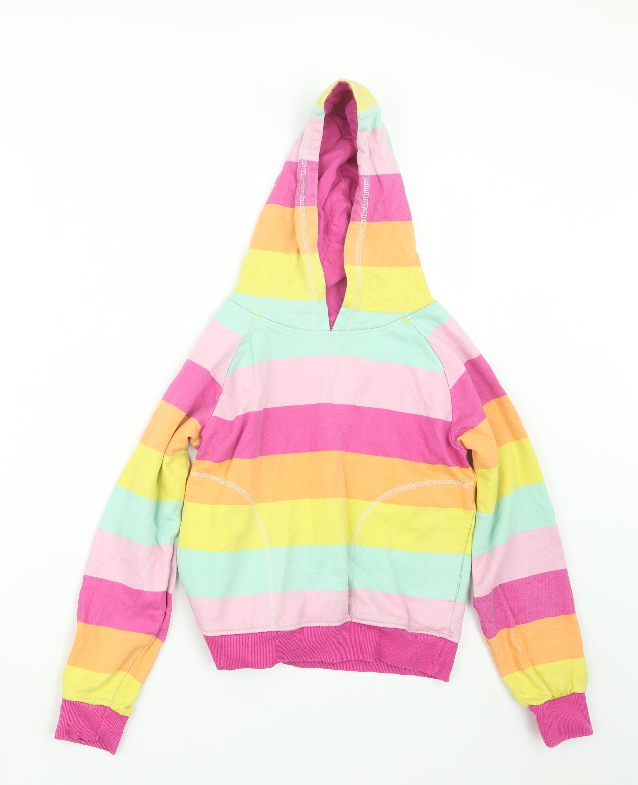 M&Co Girls Pink Striped  Pullover Hoodie Size 9-10 Years