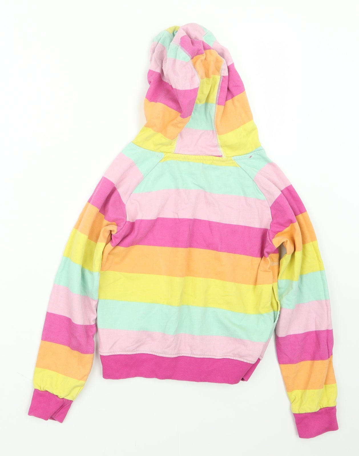 M&Co Girls Pink Striped  Pullover Hoodie Size 9-10 Years