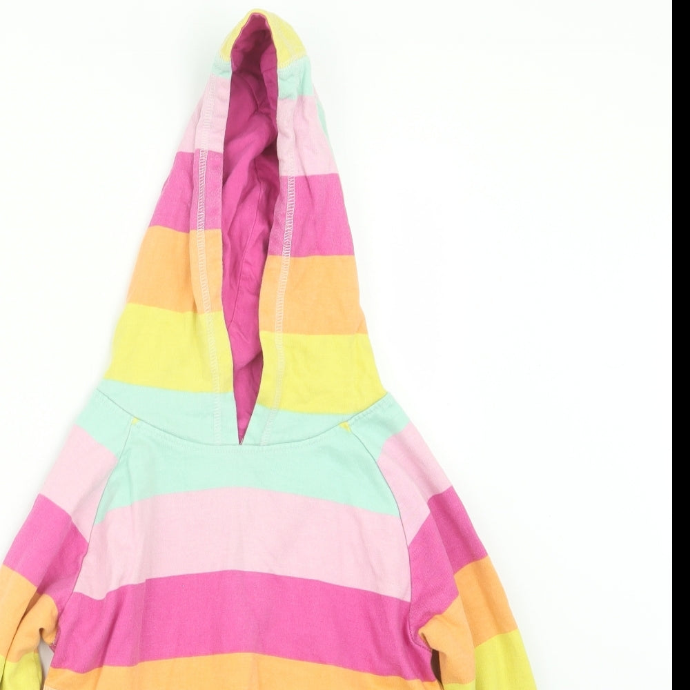 M&Co Girls Pink Striped  Pullover Hoodie Size 9-10 Years
