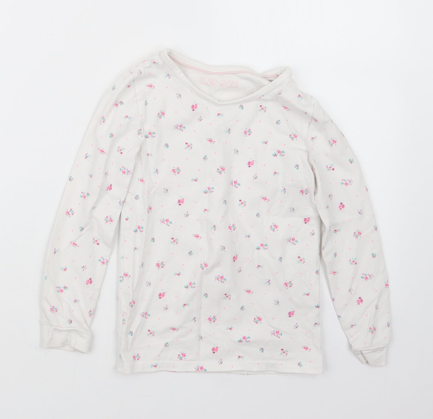 Marks and Spencer Girls White Floral  Top Pyjama Set Size 6-7 Years