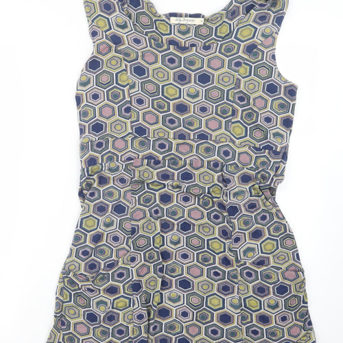 Lily Originals Womens Blue Geometric  Basic T-Shirt Size 14  - Long